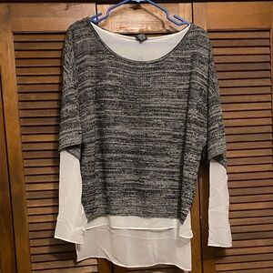 Gray and White Layered Sweater Top Women’s Large